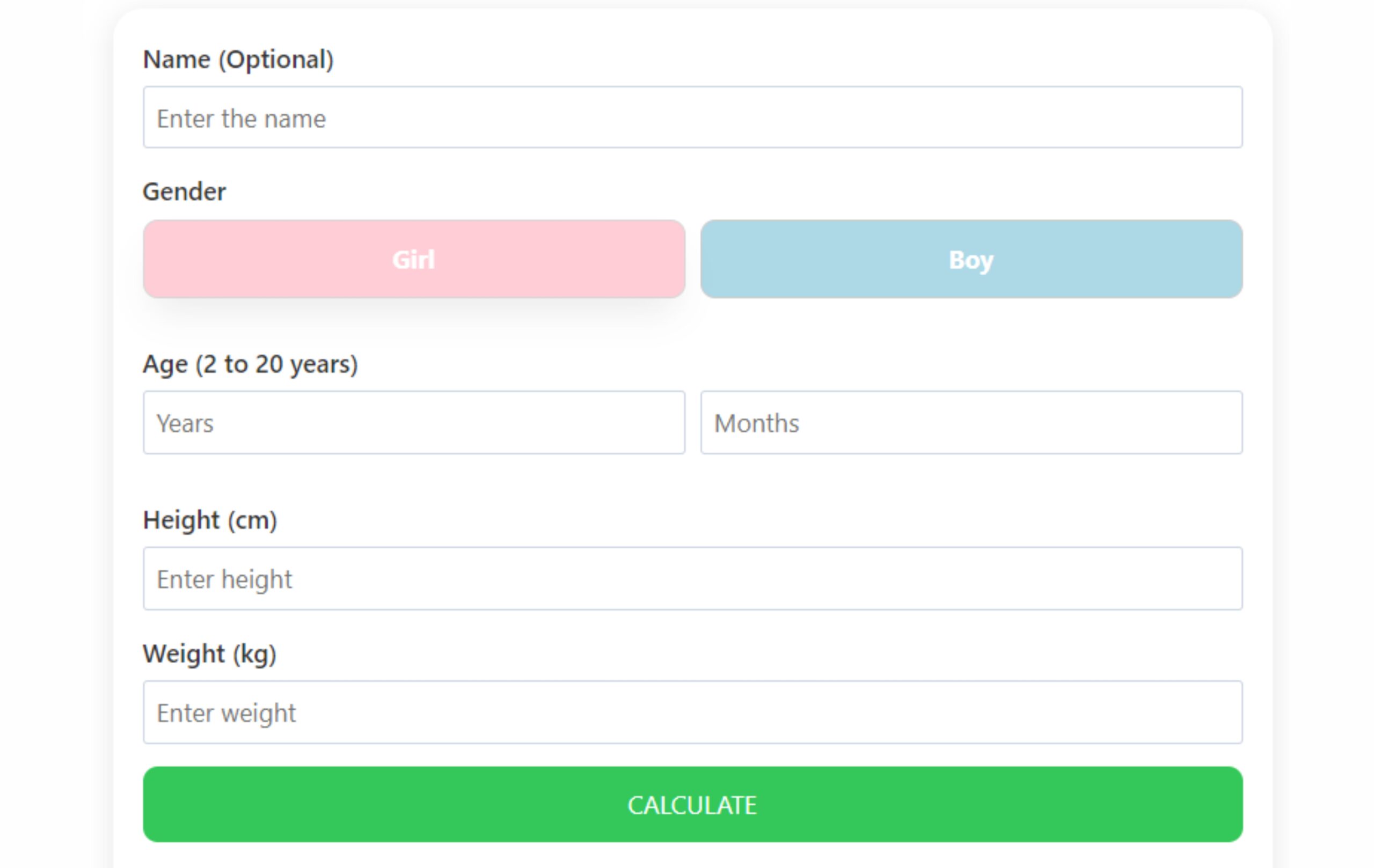 Calculadora de IMC para NIÑOS